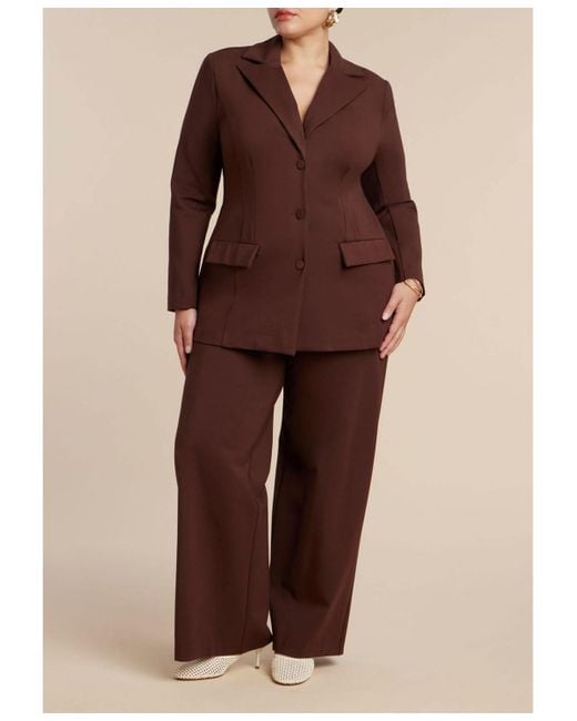 Eloquii Brown Plus Size Ultimate Nipped Waist Blazer