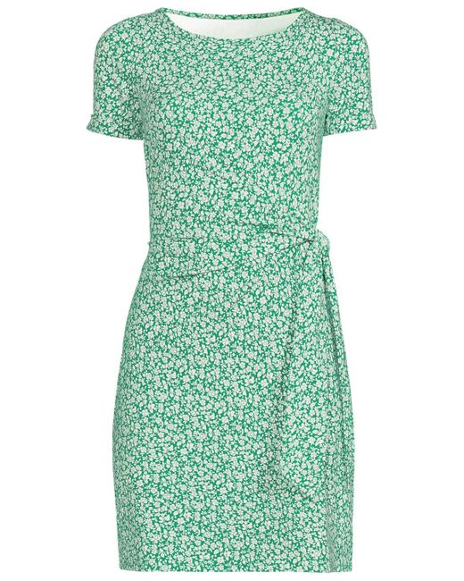lands end green dress Lands' End Chambray Smocked Dress With Ruffle Straps in Green