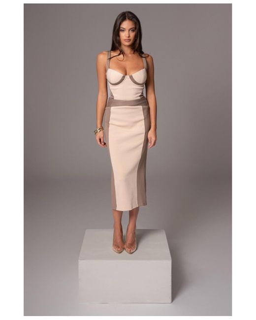 JLUXLABEL Brown Throwback Colorblock Bodysuit