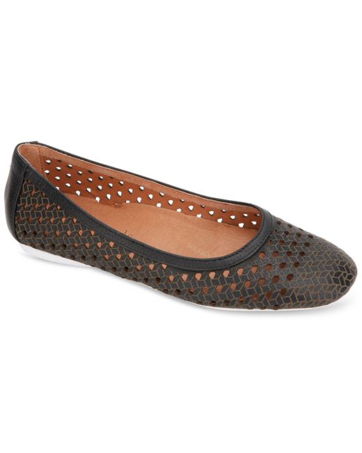 Gentle Souls Leather Eugene Travel Ballet Flats in Black | Lyst