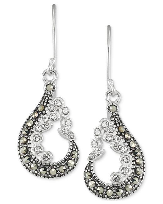 Macy's White & Crystal Pear-shape Drop Earrings