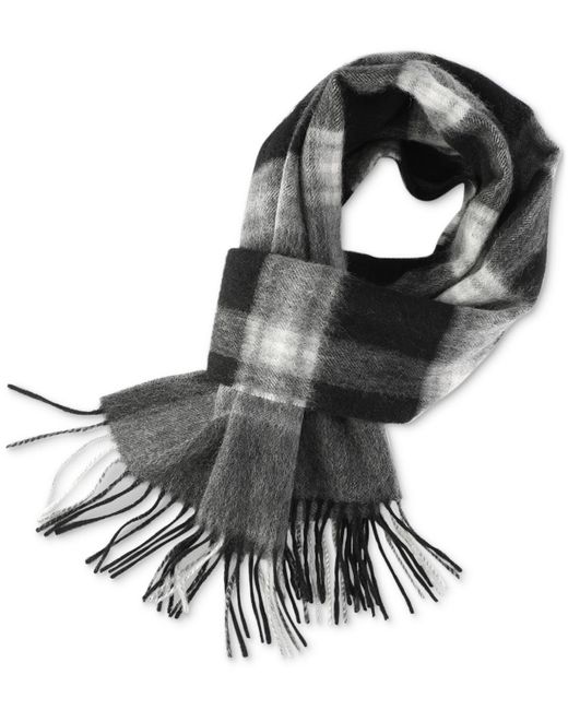 Club Room Black Maxwell Plaid Cashmere Scarf for men