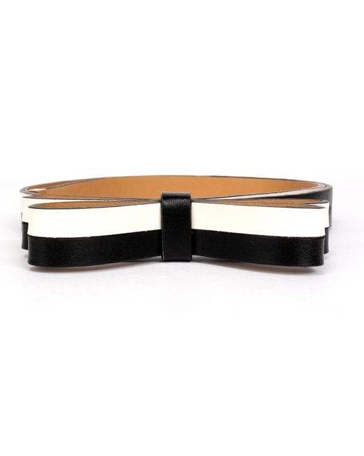 Kate Spade Black 19mm Double Leather Bow Belt