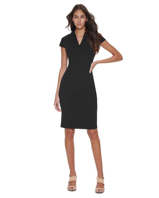 Calvin Klein Black Petite Short-sleeve Sheath Dress