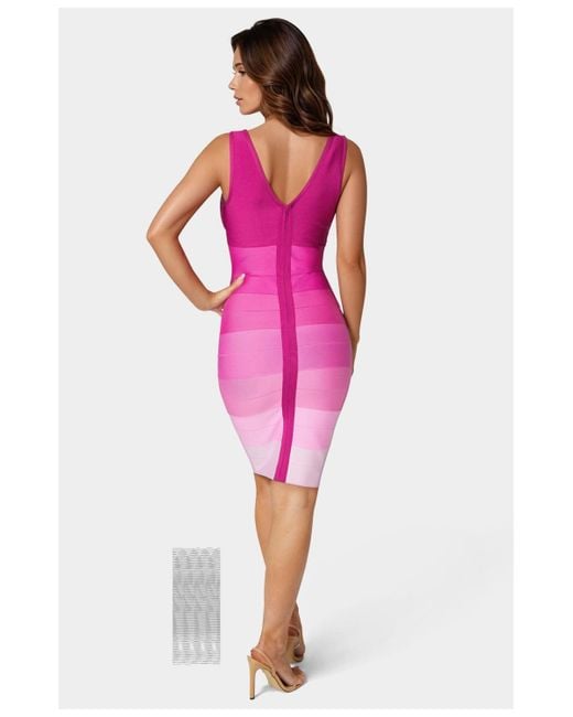 Bebe Pink Ombre Bandage Midi Dress