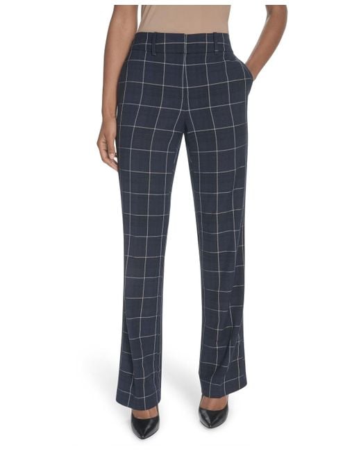 Tommy Hilfiger Blue Chloe Plaid Printed Bootcut Trousers