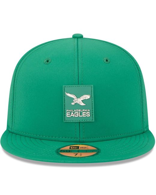 KTZ Green Philadelphia Eagles 2025 Sideline Throwback 59fifty Fitted Hat for men
