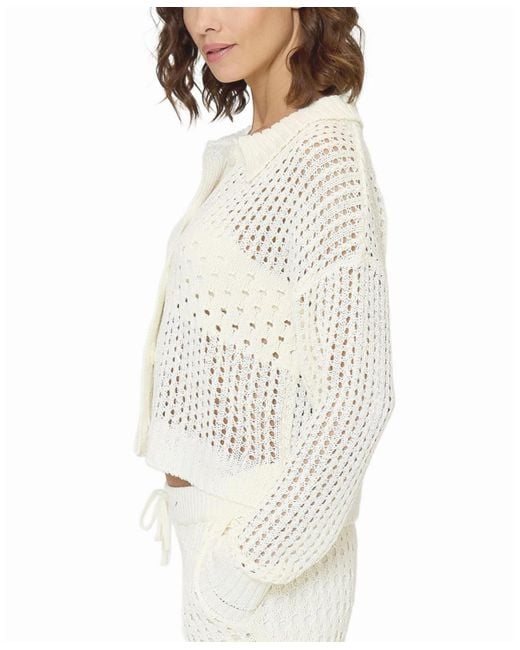 Central Park West White Evie Open Stitch Polo