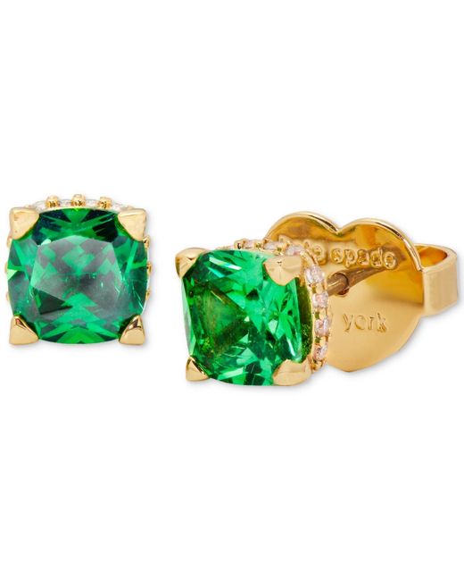 Kate Spade Green Little Luxuries Pave & Crystal Square Stud Earrings