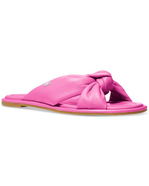Michael Kors Pink Michael Mmk Elena Knotted Slide Sandals