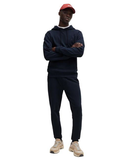 Boss Blue Boss By Logo Patch Cotton-terry Hoodie for men