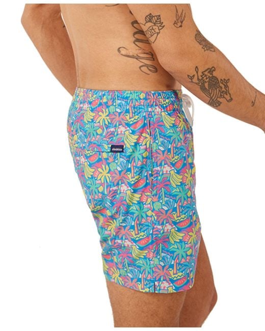 Chubbies Blue The Tropical Bunches Quick-dry 5-1/2" Swim Trunks for men