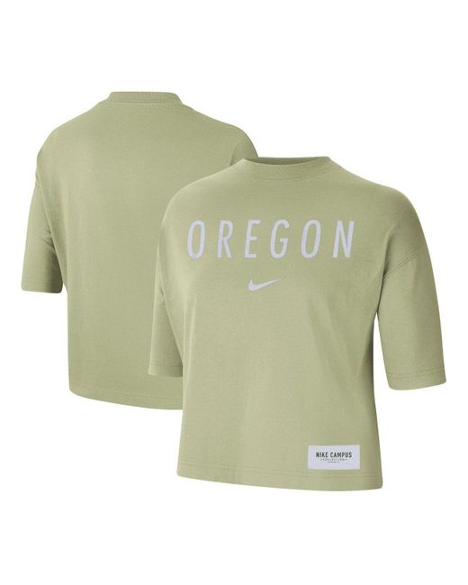 Nike Cotton Olive Oregon Ducks Earth Tones Washed Boxy T-shirt in Green