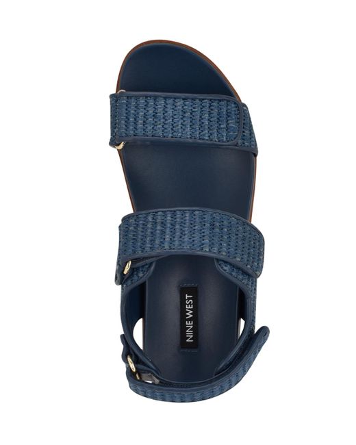 Nine West Blue Heavin Woven Platform Wedge Sandals