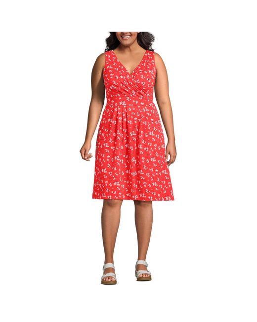 Lands' End Red Plus Size Fit And Flare Dress
