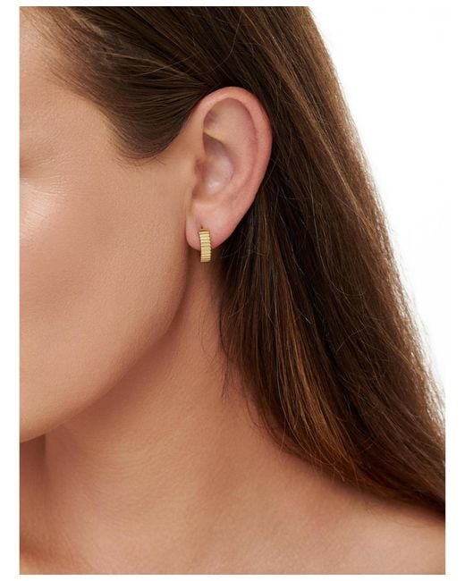 DEVATA Metallic Ribbed Hoop Earrings