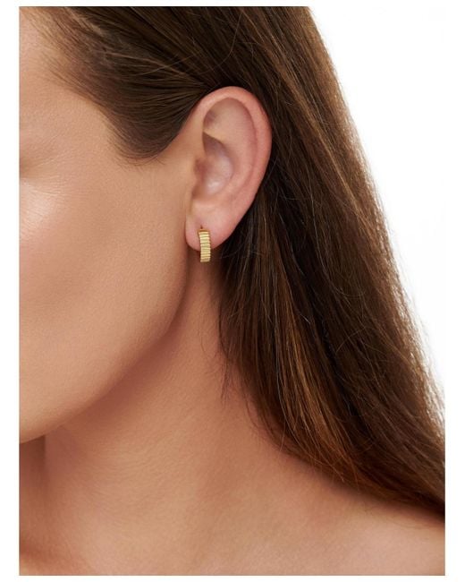 DEVATA Metallic Ribbed Hoop Earrings