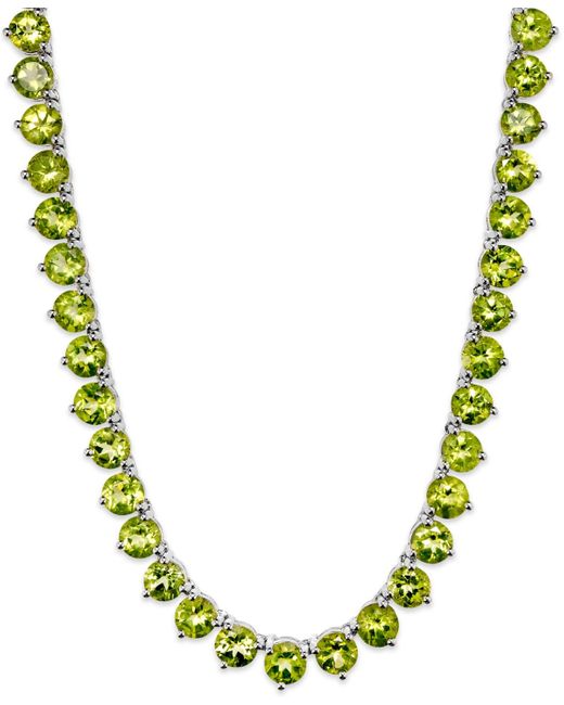 Macy's Metallic Sterling Silver Necklace, Peridot Continuous Necklace (40 Ct. T.w.)
