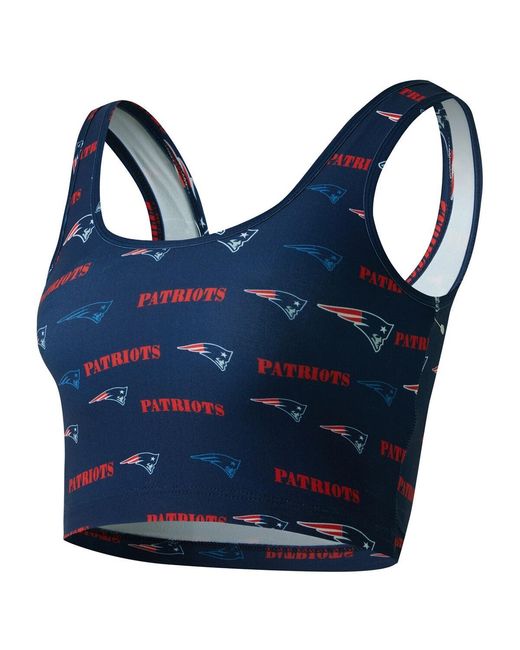 Concepts Sport Blue New England Patriots Mosaic Allover Print Bralette