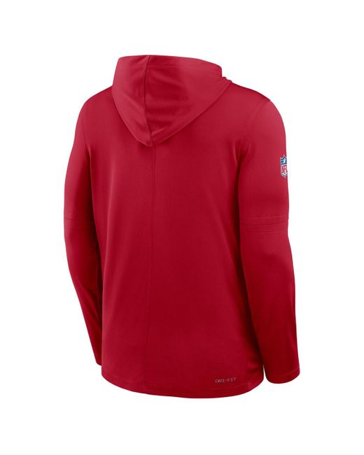 Nike Red San Francisco 49ers Sideline Pure Fury Performance Long Sleeve Hoodie T-shirt for men