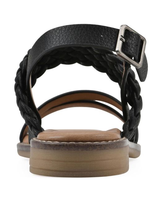 White Mountain Black Macaroni Round Toe Flat Sandals