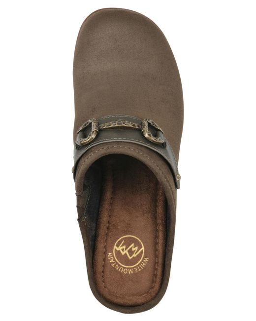 White Mountain Brown Barleys Platform Heel Mule Clogs