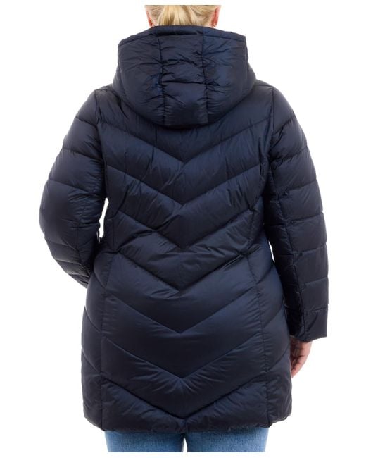 Michael Kors Blue Michael Plus Size Hooded Packable Down Puffer Coat