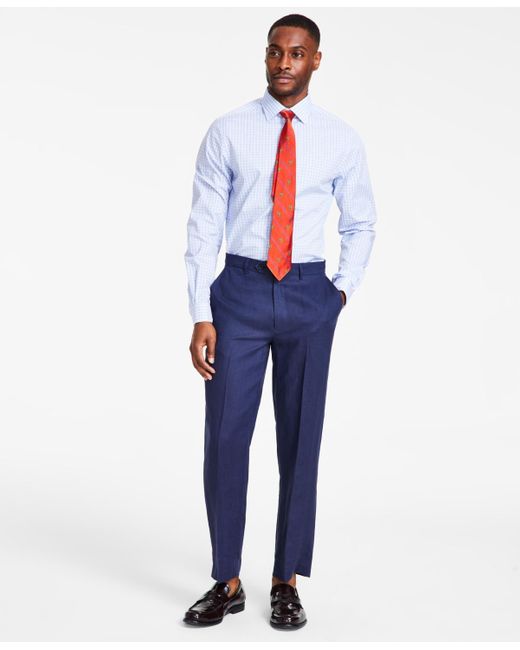 Nautica Blue Modern-fit Linen Dress Pants for men