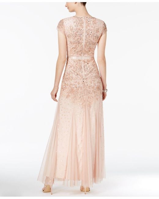 Lyst - Adrianna papell Embellished Mermaid Gown in Pink