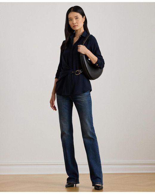 Ralph Lauren Blue Buckle Trim Top