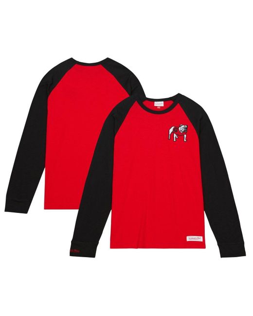 Mitchell & Ness Red Georgia Bulldogs Legendary Slub Raglan Long Sleeve T-shirt for men