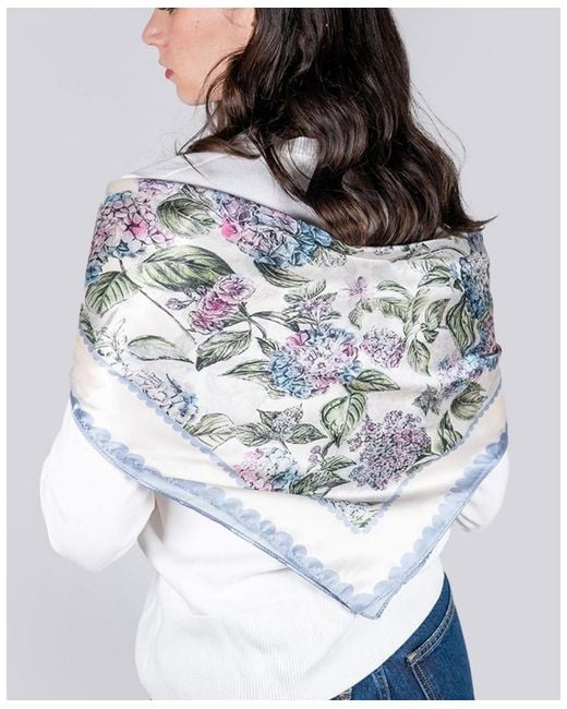 Fable England White Hydrangea Square Scarf