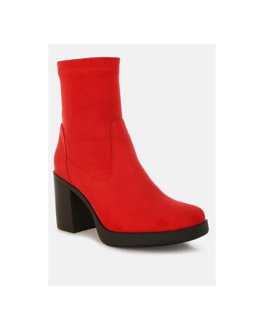 LONDON RAG Red Enito Microfiber Sock Boots