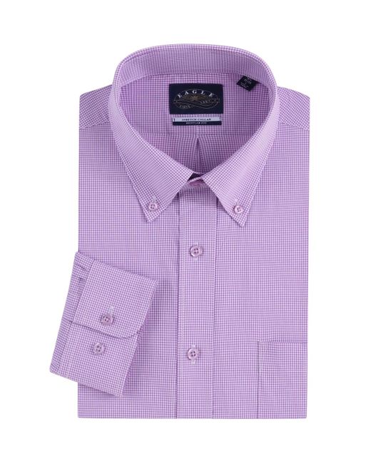 Eagle Purple Stretch Collar Gingham Poplin Shirt for men