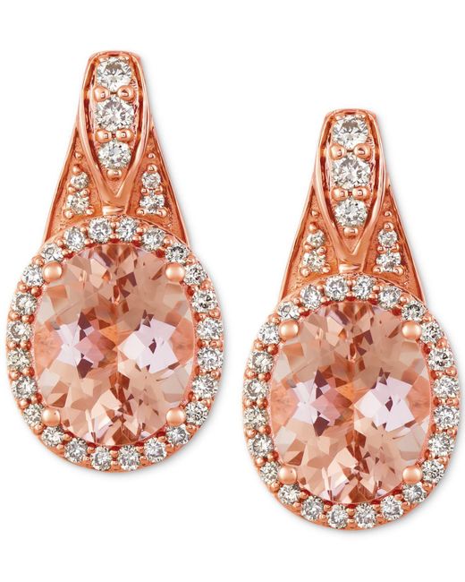 Le Vian Multicolor ® Peach & Nude Peach Morganite (1-3/4 Ct. T.w.) & Nude Diamond (1/3 Ct. T.w.) Drop Earrings In 14k Rose Gold