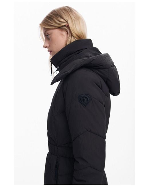 Desigual Blue Belted Padded Jacket