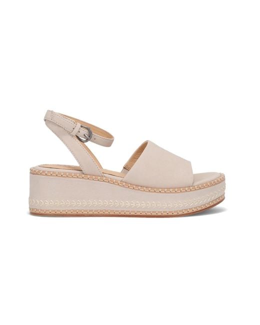 Frye White Joy Ankle Strap Platform Wedge Sandals