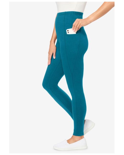 Woman Within Blue Within Tall Stretch-cotton Knit Pull-on Pocket leggings