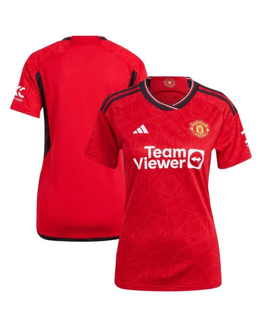 adidas Manchester United 2023/24 Home Replica Jersey in Red | Lyst