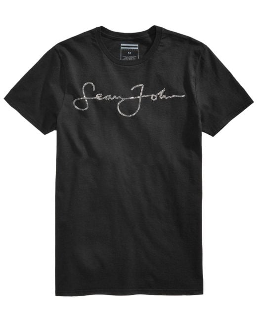 Sean John Signature Script Rhinestone Logo T-shirt, Created For