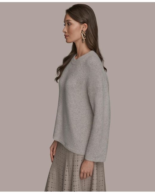 Donna Karan Gray Crewneck Oversized Sweater