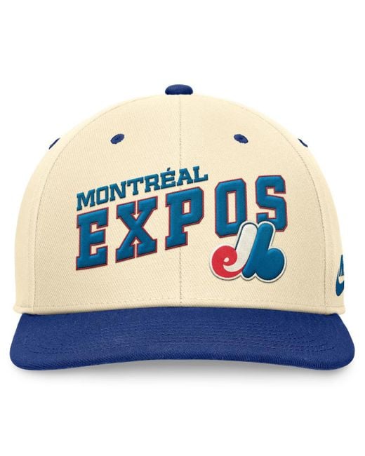 Nike Cream/blue Montreal Expos Rewind Cooperstown Collection Performance Snapback Hat for men