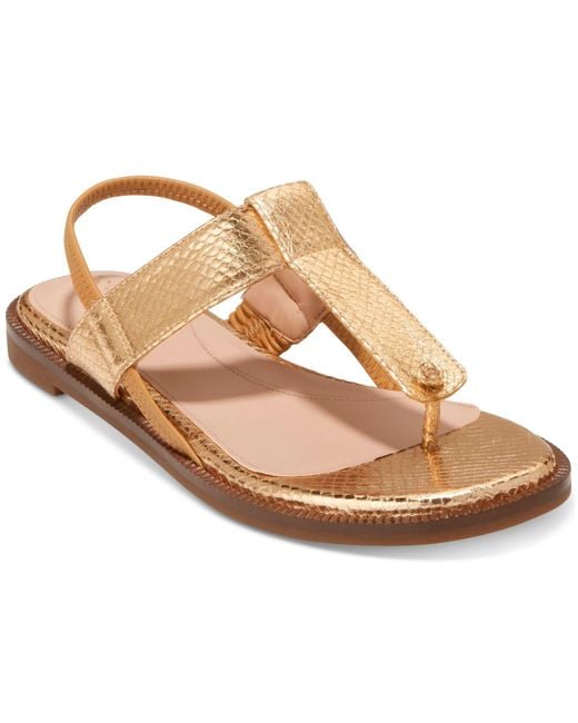 Cole Haan Leather Winslet Flat Sandals in Gold (Metallic) Lyst Canada