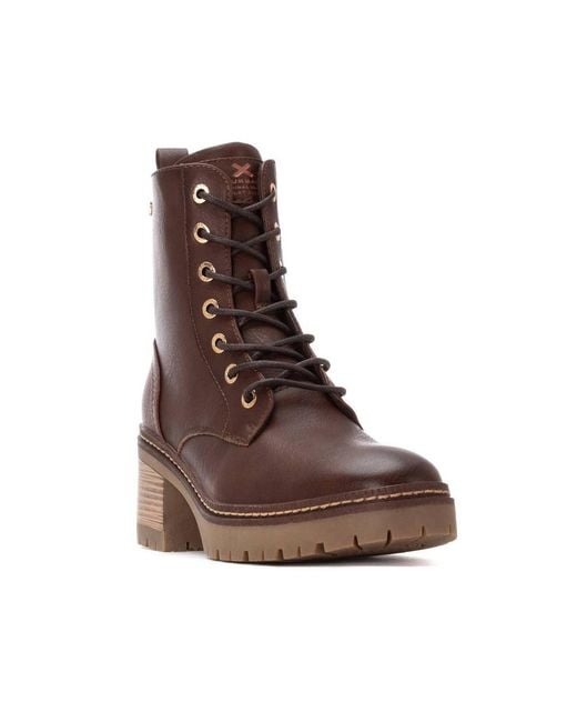 Xti Brown Combat Booties