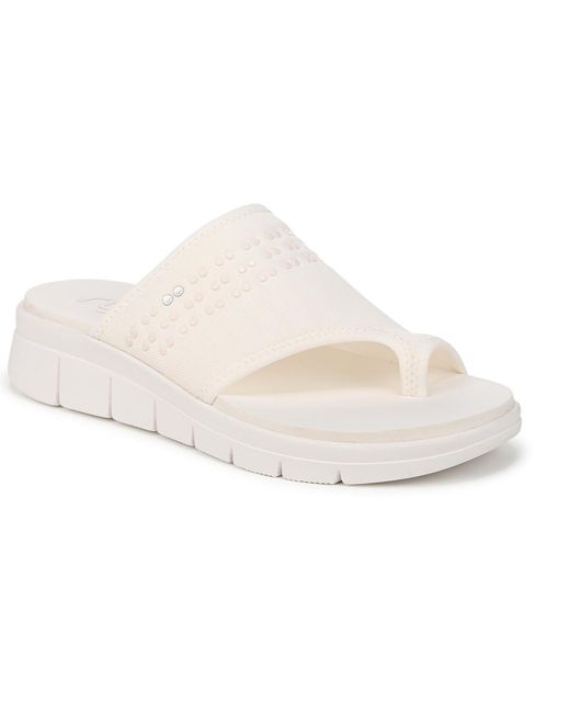 Ryka White Elegance Washable Toe Loop Slide Sandals