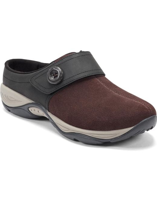 Easy Spirit Brown Edline Button Strap Slip-on Mules