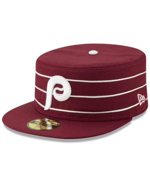 KTZ Red Philadelphia Phillies Pillbox 59fifty-fitted Cap for men