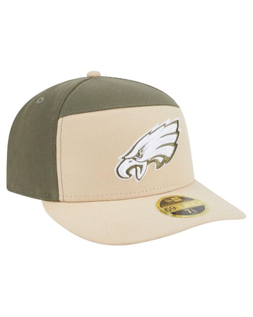 KTZ Natural Â Light Beige/olive Philadelphia Eagles Two-tone Color Pack Split Panel 59fifty Fitted Hat for men