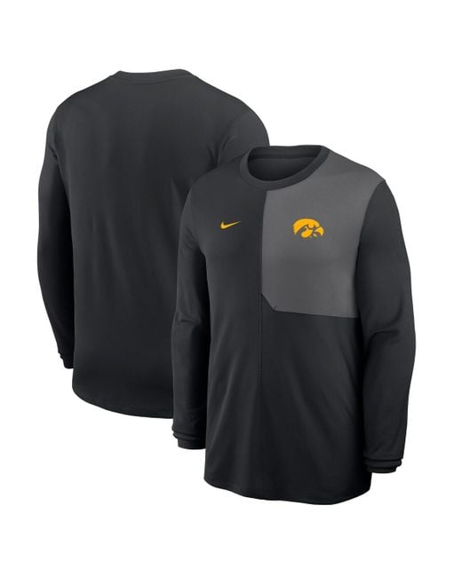 Nike Blue Iowa Hawkeyes 2025 Sideline Coach Uv Performance Long Sleeve T-shirt for men