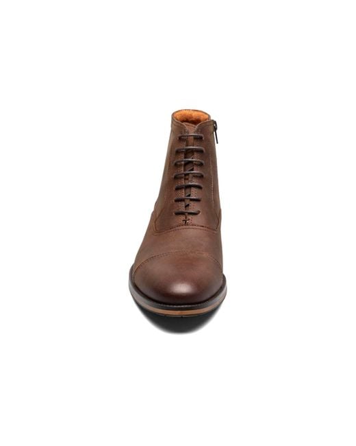 Stacy Adams Brown Porter Cap Toe Side Zip Boots for men
